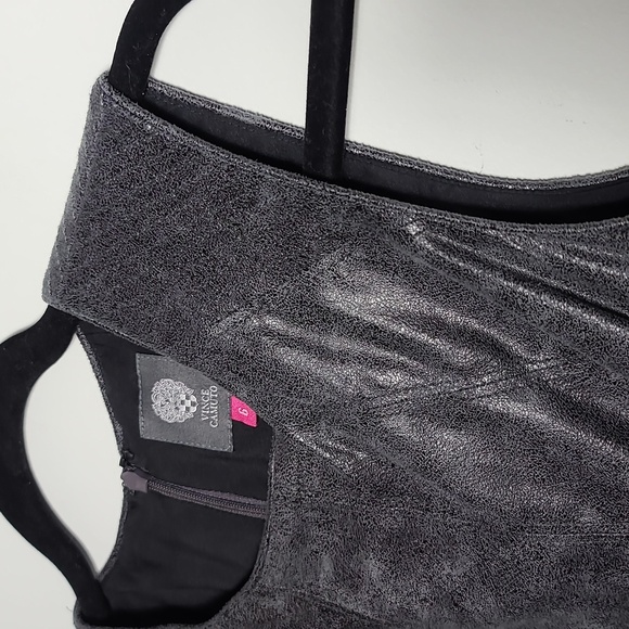 VINCE CAMUTO Leather Look Mini (Above the knee) Dress in Gun Metal Size 6 - Picture 8 of 14